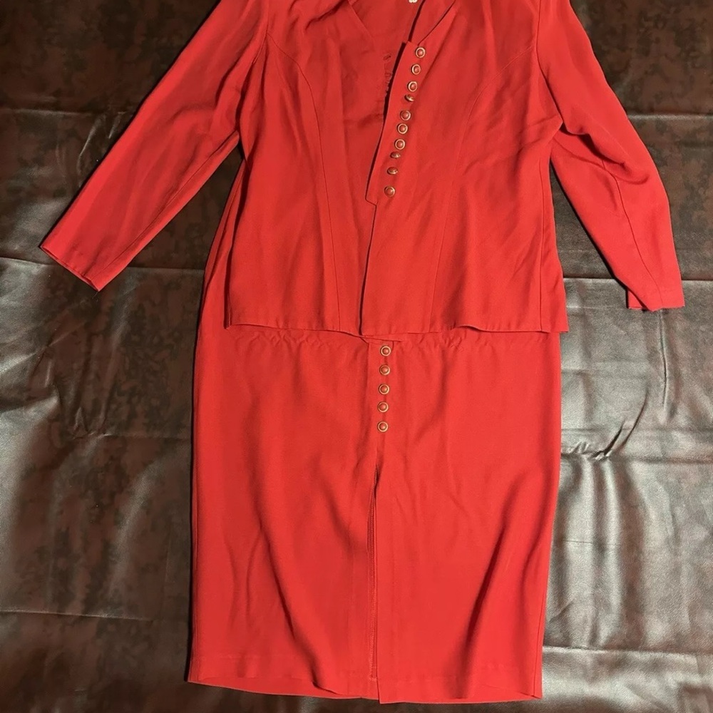 Vintage Red Skirt Suit Women’s Size 14